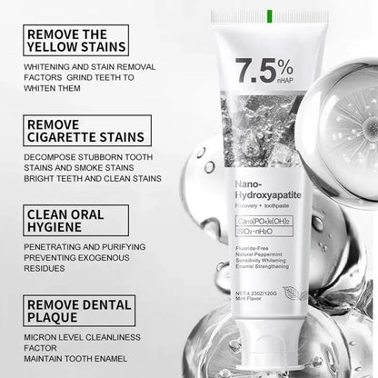 7.5% Nano Hydroxyapatite Fluoride Toothpaste for Teeth Whitening | معجون أسنان نانو هيدروكسي أباتيت 7.5% بالفلورايد لتبييض الأسنان