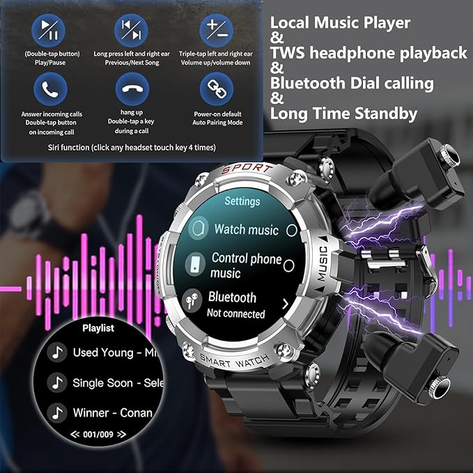 Haino Teko ST-3 Smart Watch & Wireless Earbuds | ساعة هاينو تيكو ST-3 الذكية مع سماعات لاسلكية