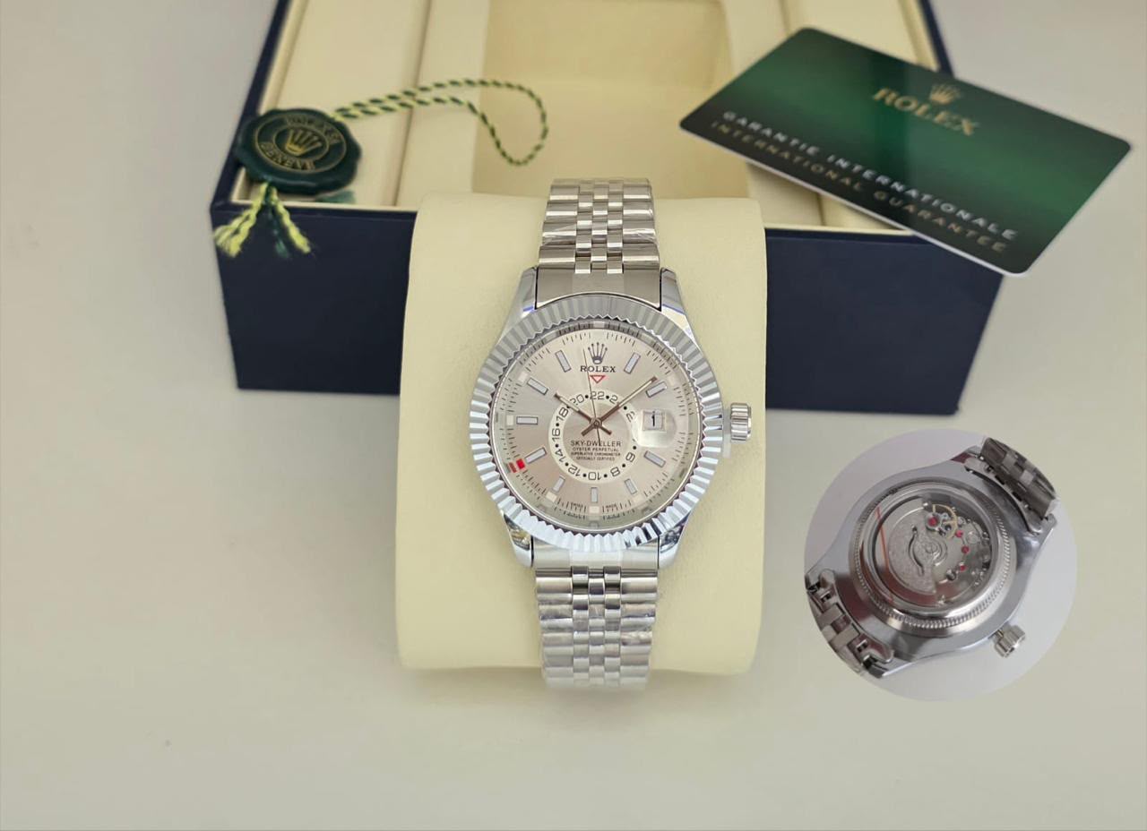 Sky-Dweller Style Premium Luxury Automatic Watch – Green Dial | Steel Jubilee Bracelet