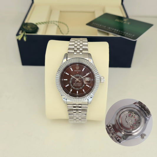 Sky-Dweller Style Premium Luxury Automatic Watch – Green Dial | Steel Jubilee Bracelet